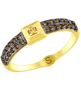 Кольцо из желтого золота с фианитами 017819-2