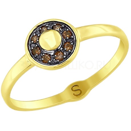 Кольцо из желтого золота с фианитами 017847-2