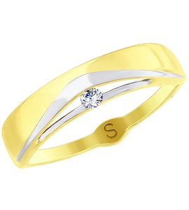 Кольцо из желтого золота с фианитом 017912-2