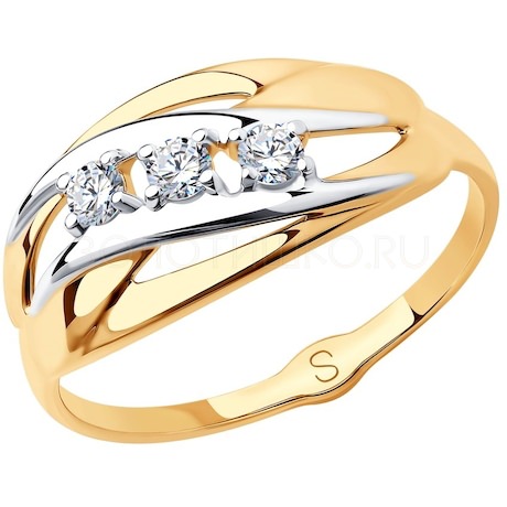 Кольцо из золота с фианитами 017951