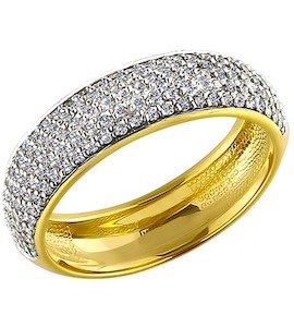 Кольцо из желтого золота с бриллиантами 1010255-2
