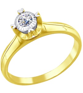 Кольцо из комбинированного золота с бриллиантом 1011066-2