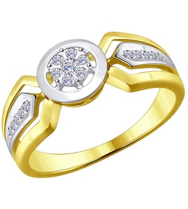 Кольцо из желтого золота с бриллиантами 1011520-2