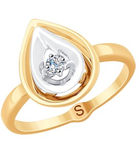 Кольцо из комбинированного золота с бриллиантом 1011784