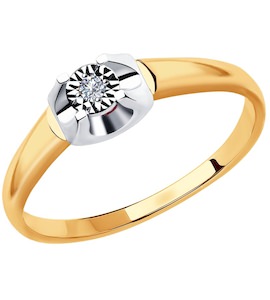 Кольцо из комбинированного золота с бриллиантом и рубином 1011812