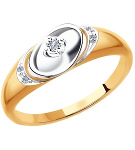 Кольцо из комбинированного золота с бриллиантами 1011813