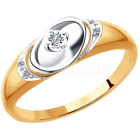 Кольцо из комбинированного золота с бриллиантами 1011813