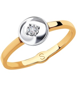 Кольцо из комбинированного золота с бриллиантом 1011819