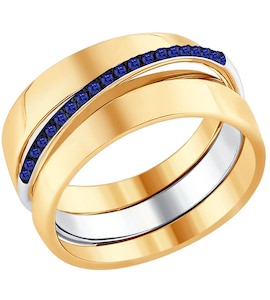 Кольцо из комбинированного золота с сапфирами 2011100