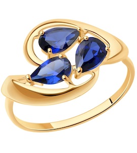 Кольцо из золота с синими корунд (синт.) 37714628