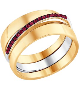 Кольцо из комбинированного золота с рубинами 4010628