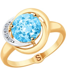 Кольцо из золота с бриллиантами и топазом 6014092