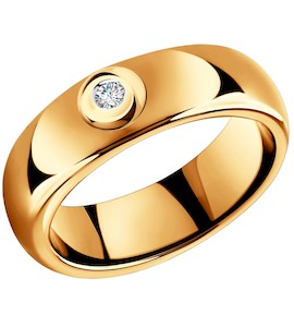 Кольцо из золота с бриллиантом и керамической вставкой 6015082