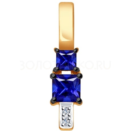 Подвеска из золота с бриллиантами и синими корунд (синт.) 6032056