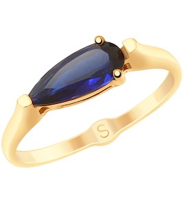 Кольцо из золота с синим корунд (синт.) 715255