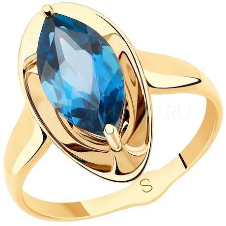 Кольцо из золота с синим топазом 715529