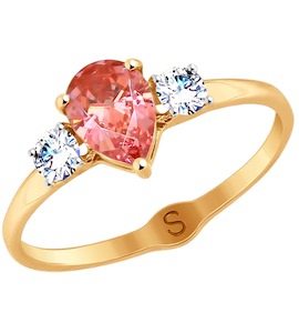 Кольцо из золота с бесцветными и розовым Swarovski Zirconia 81010360-4