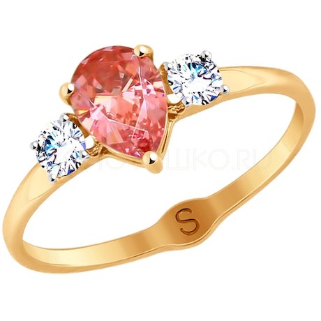 Кольцо из золота с бесцветными и розовым Swarovski Zirconia 81010360