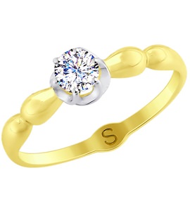 Кольцо из желтого золота со Swarovski Zirconia 81010368-2