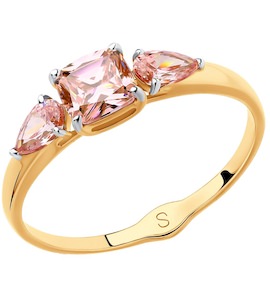 Кольцо из золота с розовыми Swarovski Zirconia 81010392