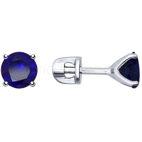 Серьги из серебра с синими корунд (синт.) 88020060