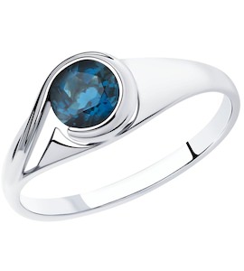 Кольцо из серебра с синим топазом 92011835