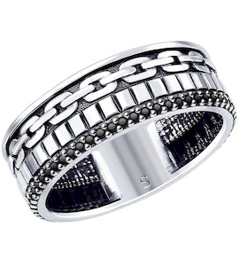 Кольцо из чернёного серебра с фианитами 95010121