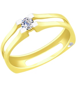 Кольцо из желтого золота с бриллиантами 1011705-2