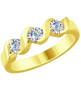 Кольцо из желтого золота с бриллиантами 1011768