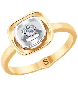 Кольцо из комбинированного золота с бриллиантом 1011774