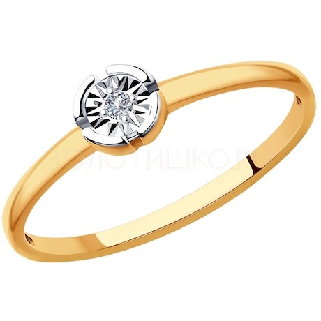 Кольцо из комбинированного золота с бриллиантом 1011857