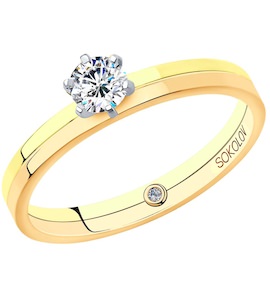 Помолвочное кольцо из комбинированного золота с бриллиантами 1014062-01