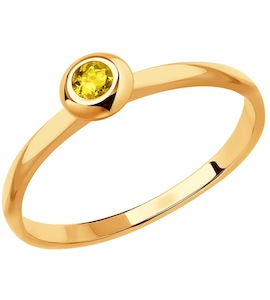 Кольцо из золота с жёлтым сапфиром 2011109