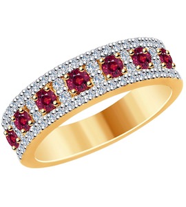 Кольцо из золота с бриллиантами и рубинами 4010630