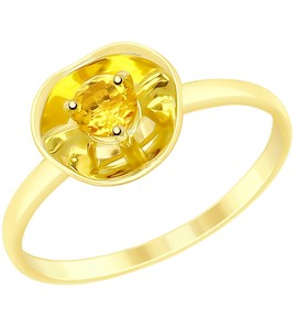 Кольцо из желтого золота с цитрином 8-710027