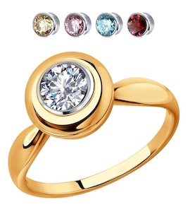 Кольцо из золота с бесцветным, жёлтым, красным, мятным и розовым Swarovski Zirconia 81010401