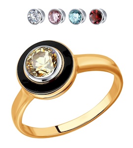 Кольцо из золота с эмалью и бесцветным, жёлтым, красным, мятным и розовым Swarovski Zirconia 81010402