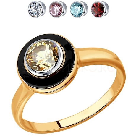 Кольцо из золота с эмалью и бесцветным, жёлтым, красным, мятным и розовым Swarovski Zirconia 81010402