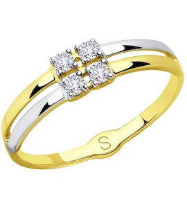 Кольцо из желтого золота со Swarovski Zirconia 81010418-2