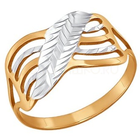 Ажурное кольцо с алмазной гранью 015253