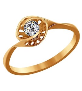 Кольцо из золота с фианитом 015376