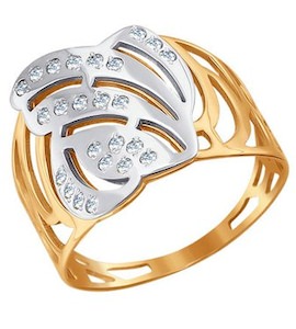 Кольцо из комбинированного золота с фианитами 015772