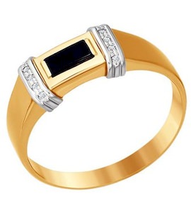 Золотое кольцо с ониксом 016408