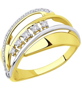Кольцо из желтого золота с фианитами 018303-2