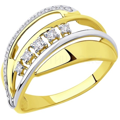 Кольцо из желтого золота с фианитами 018303-2