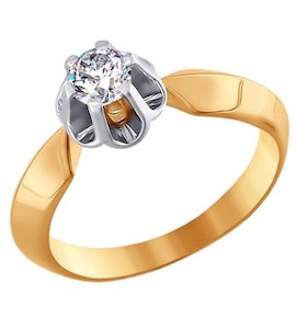 Кольцо из комбинированного золота с бриллиантом 1010045