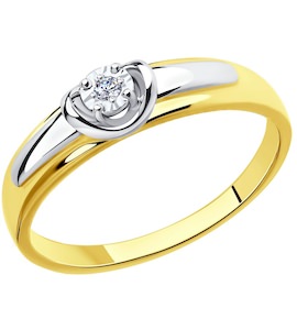 Кольцо из комбинированного золота с бриллиантом 1011620-2
