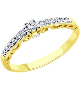Кольцо из желтого золота с бриллиантами 1011789-2