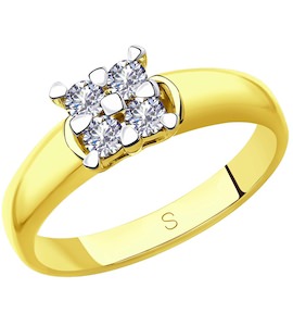 Кольцо из желтого золота с бриллиантами 1011846-2