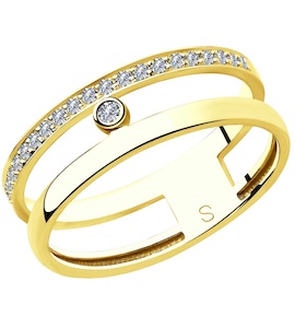 Кольцо из желтого золота с бриллиантами 1011850-2